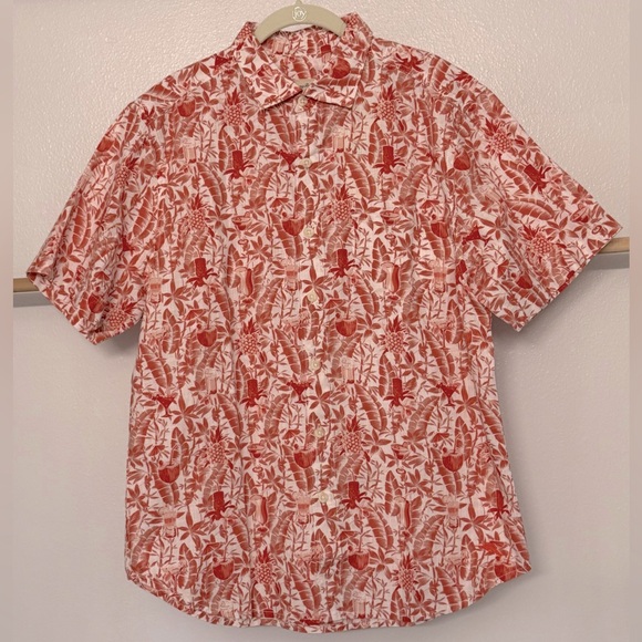 NWT Men’s‎ Tommy Bahama Short Sleeve Hawaiian Cotton Shirt Mango Tango - Picture 2 of 15